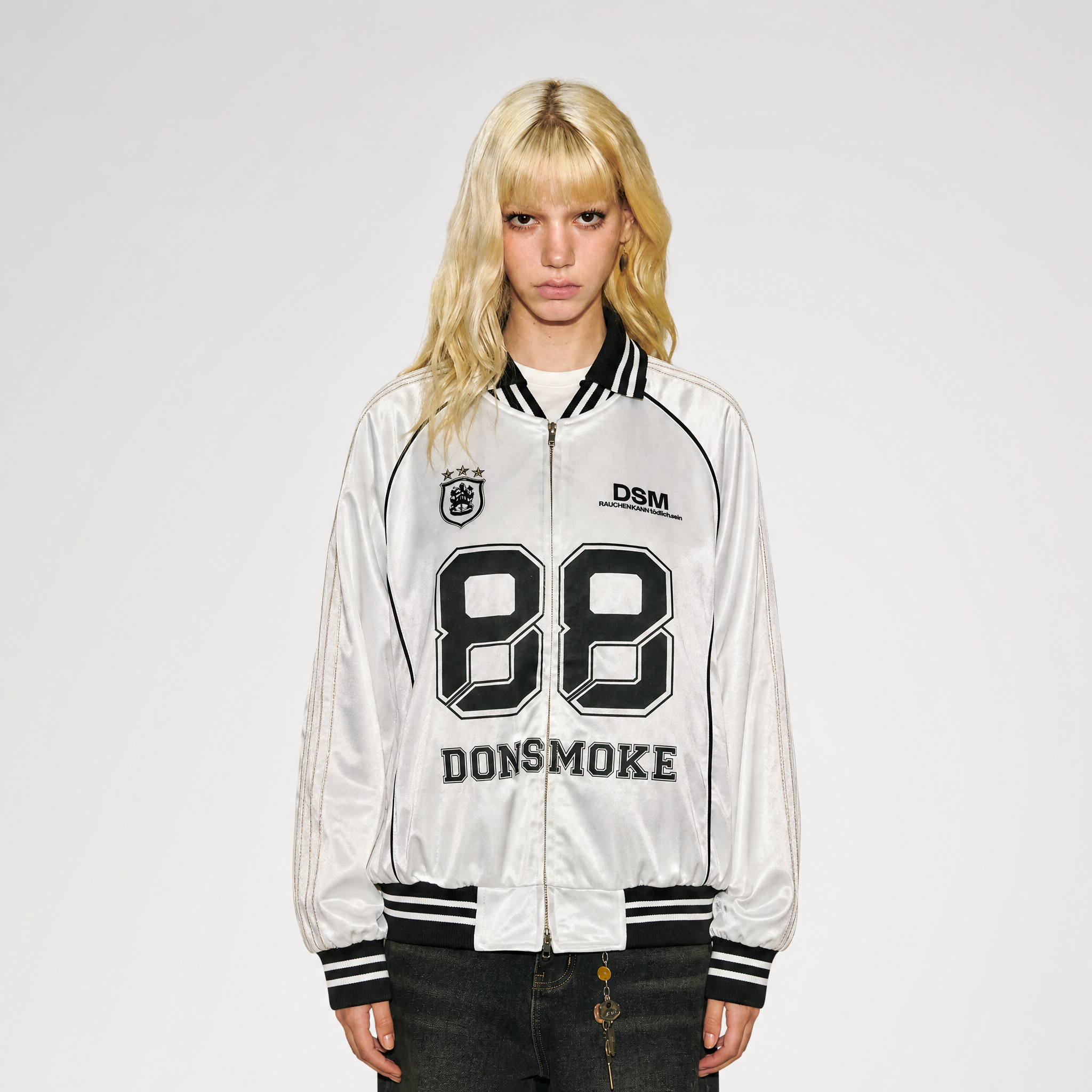 Glossy Cropped Baseball Jacket