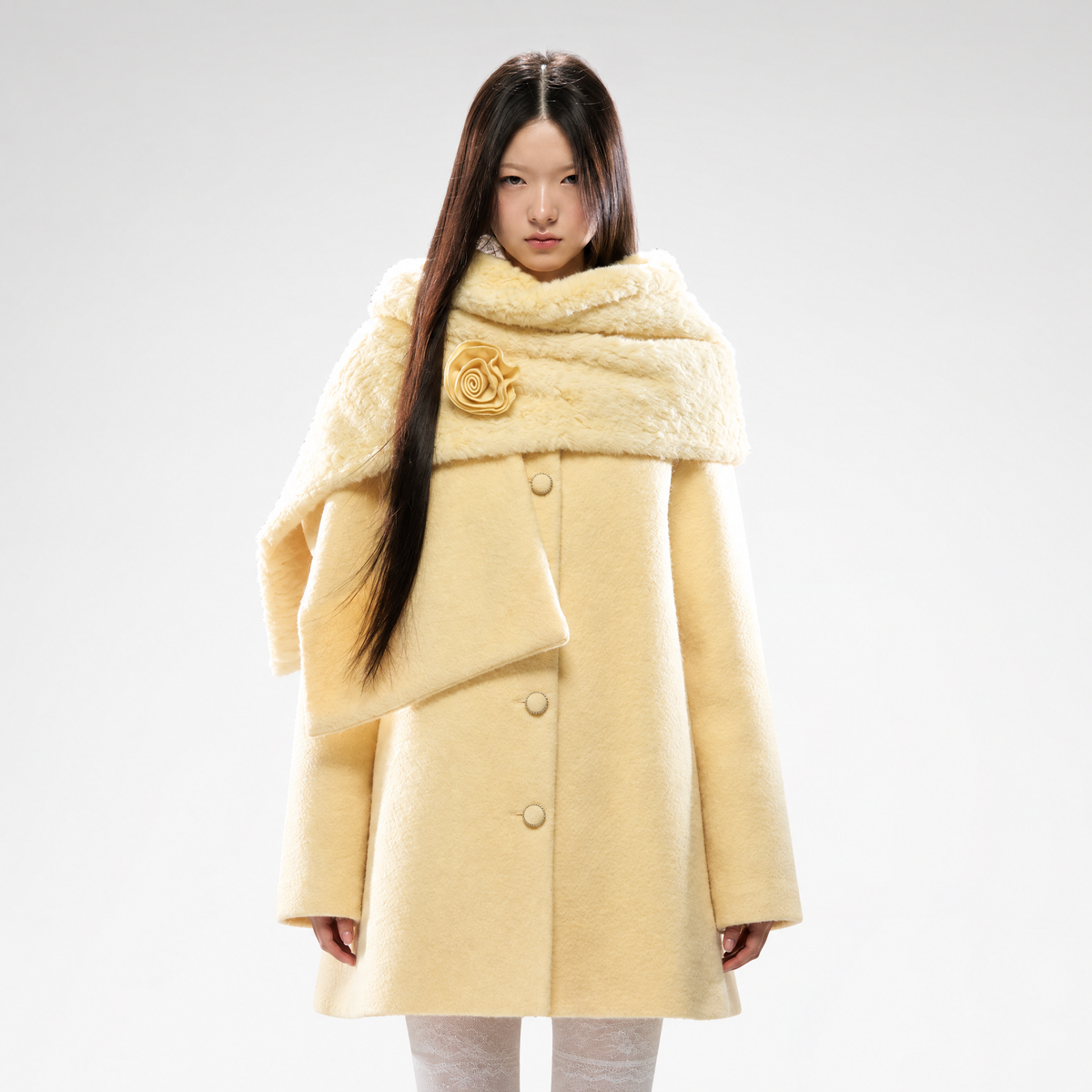 Rose Wool A-Line Coat