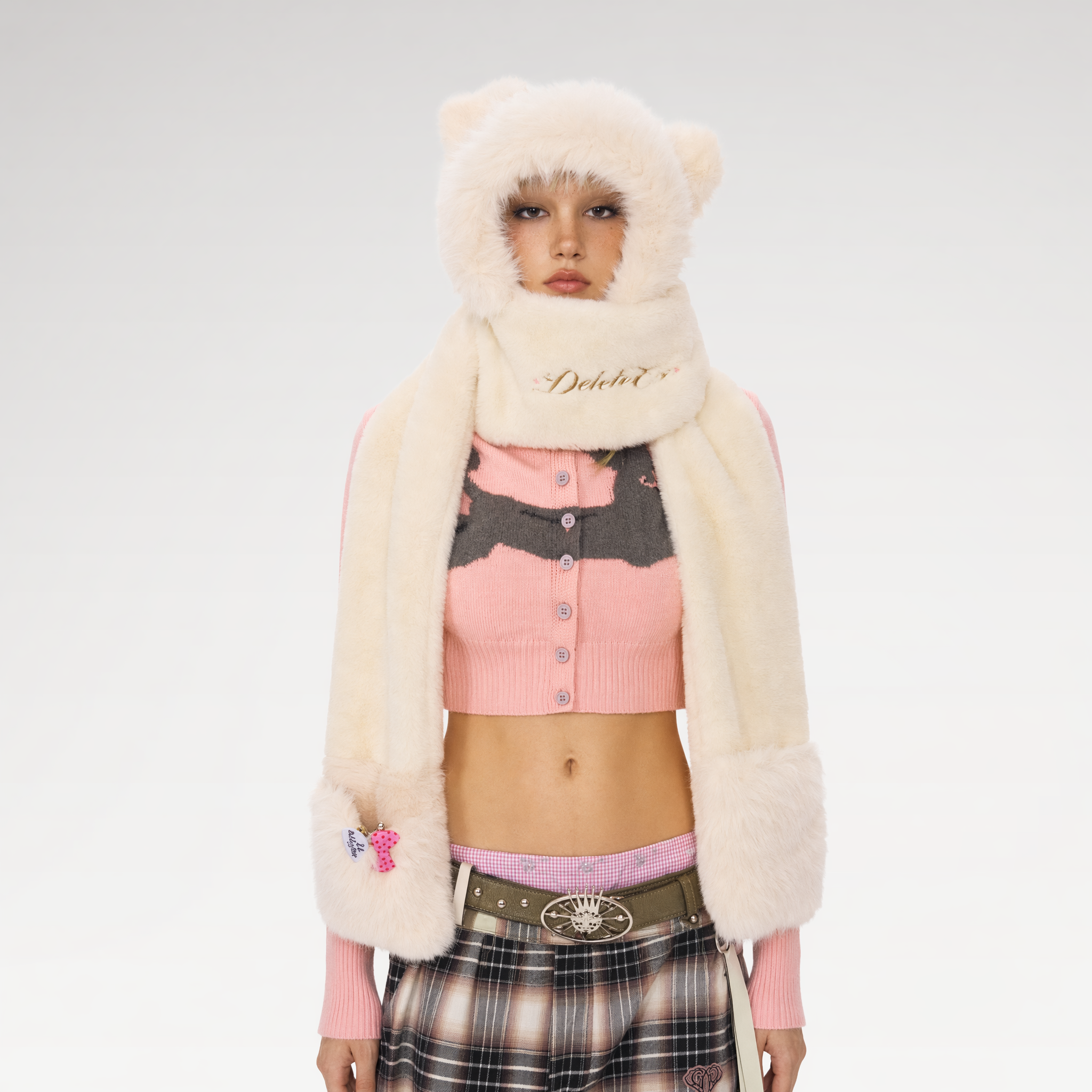 Bear Plush Hood Scarf
