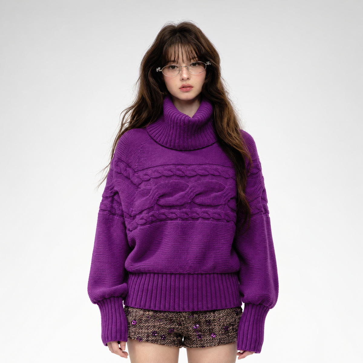 Kabelgebreide oversized coltrui