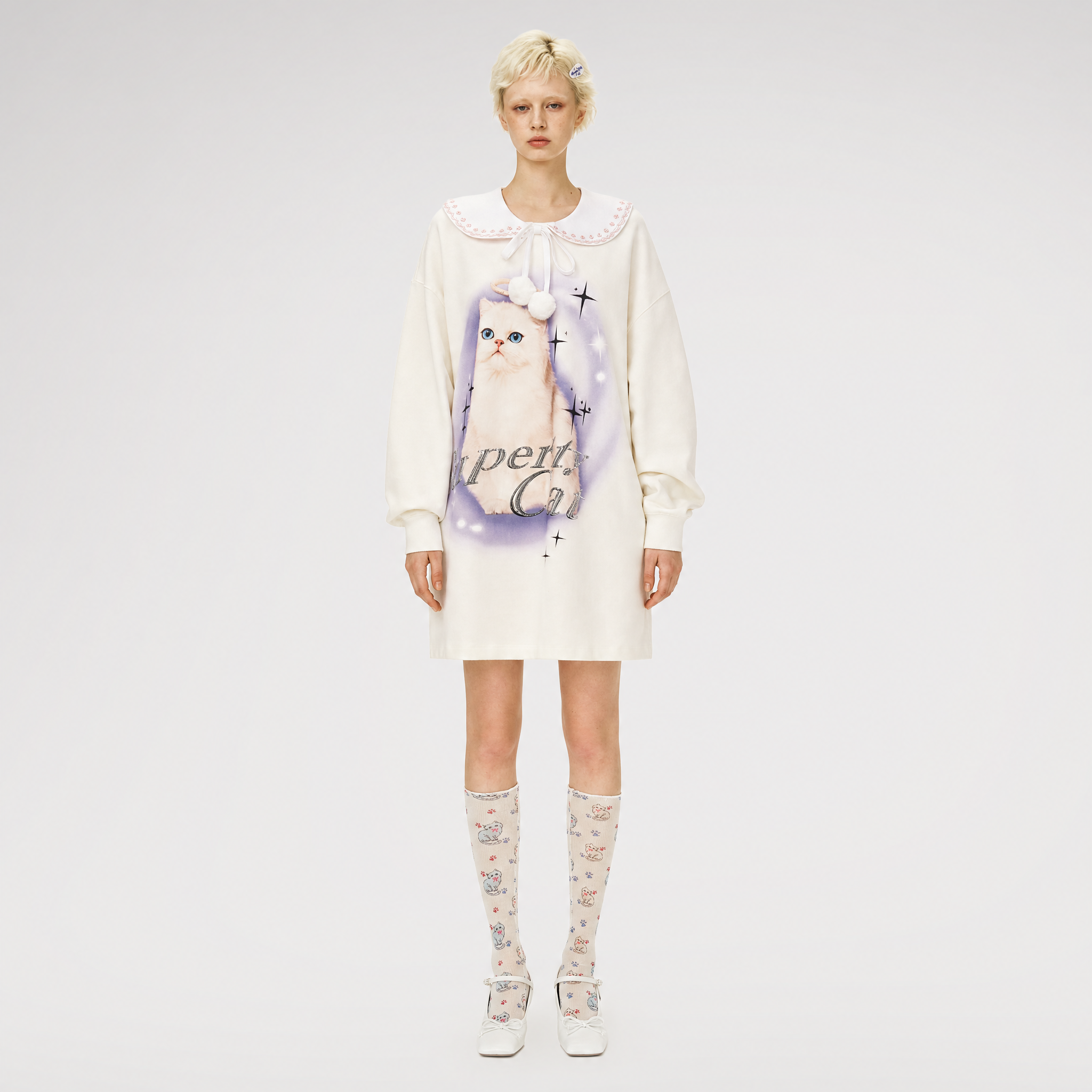 Cat Print Knee Socks