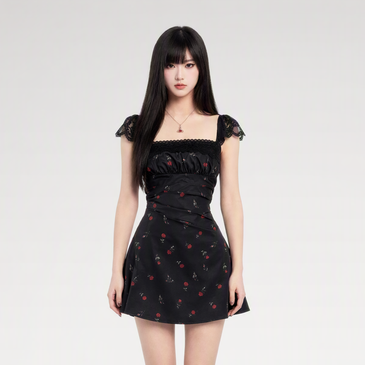 Lace Waisted Floral Dress