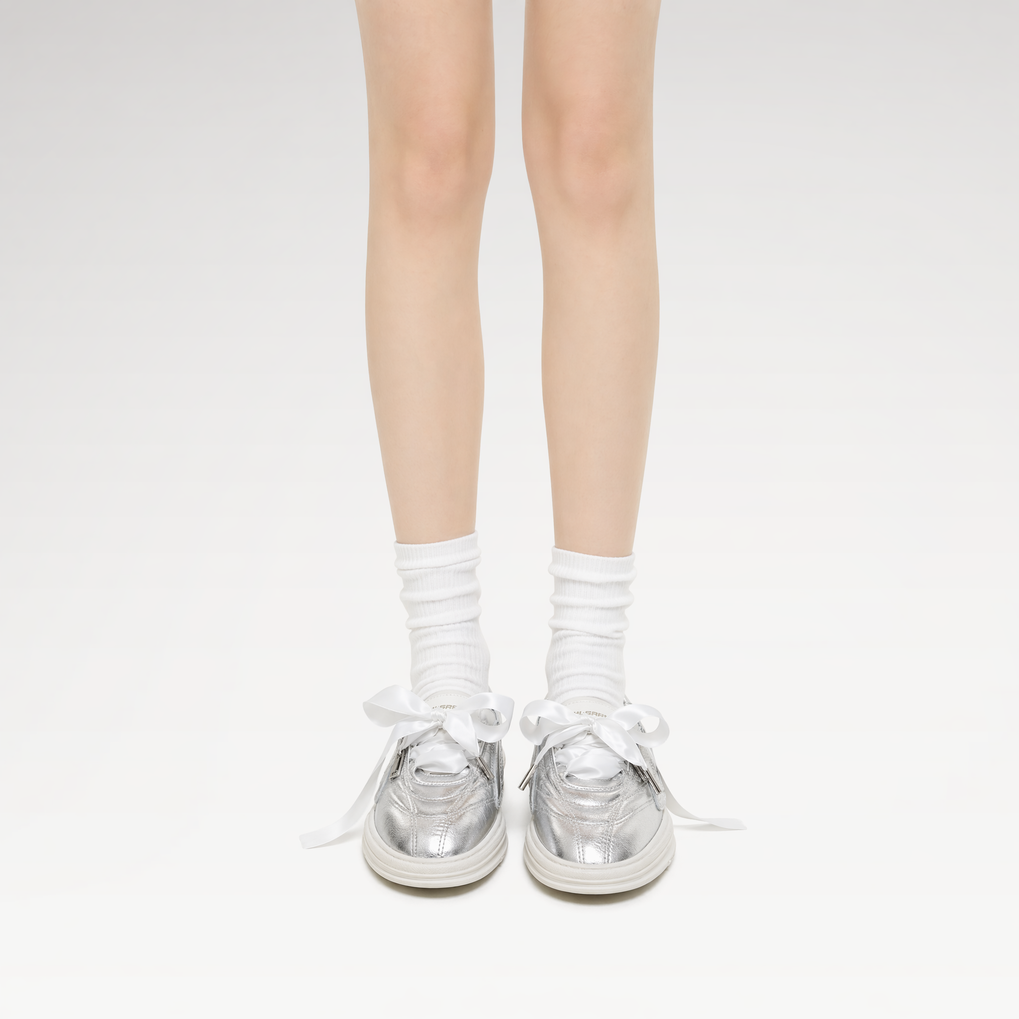 Silver Ribbon Ballet Flats