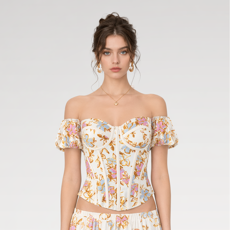 Oil Painting Floral Corset