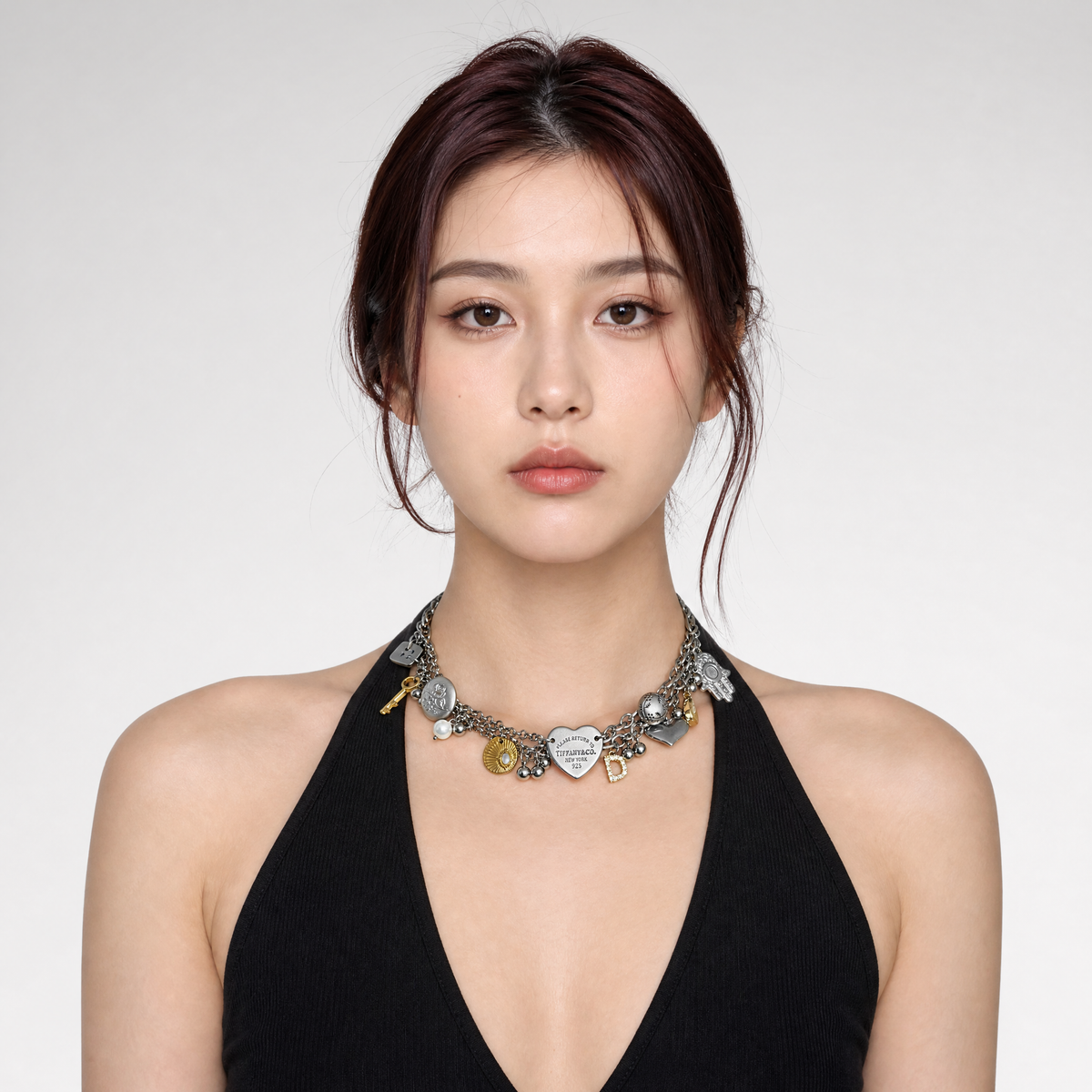 Layered Charm Statement Necklace