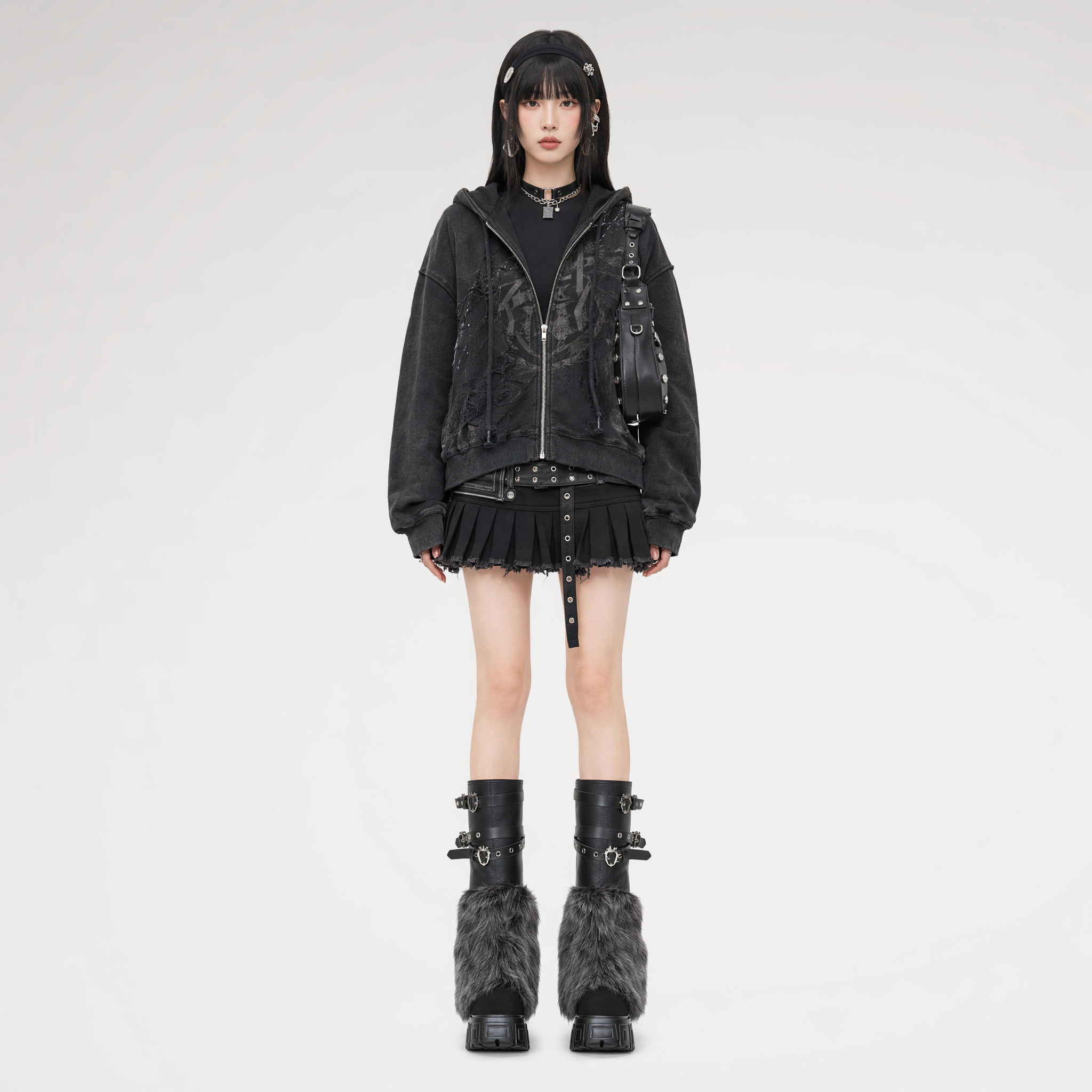 Fur Platform Combat Boots