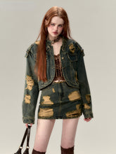 Double-Layer Distressed Denim Jacket - CHINASQUAD