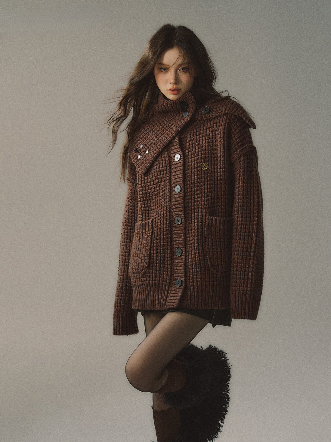 Waffle Weave Knitted Cardigan - CHINASQUAD