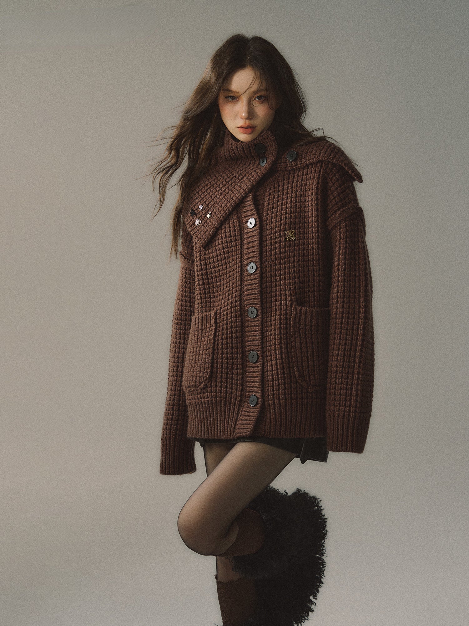 Waffle Weave Knitted Cardigan - CHINASQUAD