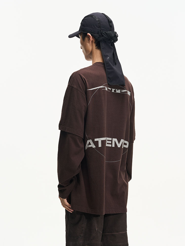 SS23 Double Logo Geometric Print Fake Two Pieces T-Shirt - CHINASQUAD