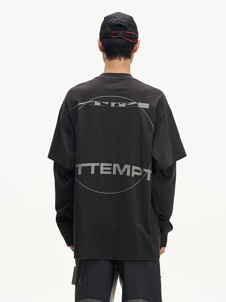 SS23 Double Logo Geometric Print Fake Two Pieces T-Shirt - CHINASQUAD