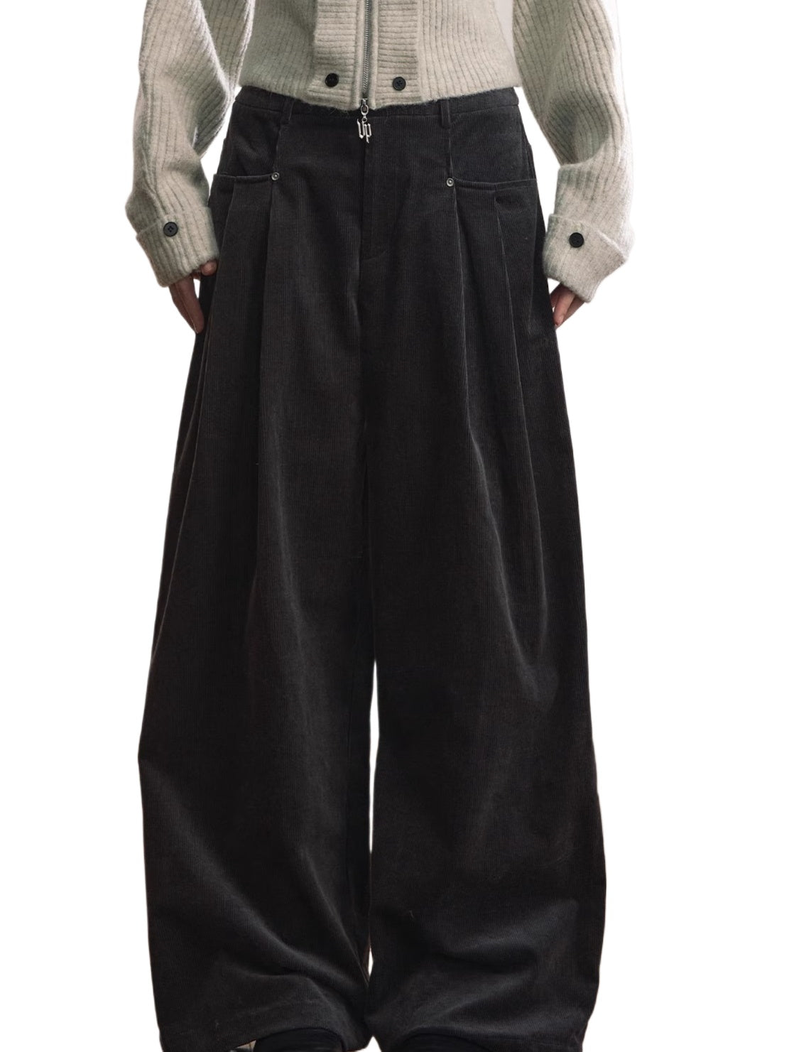 VIA PITTI Corduroy Pleated Relaxed Trousers