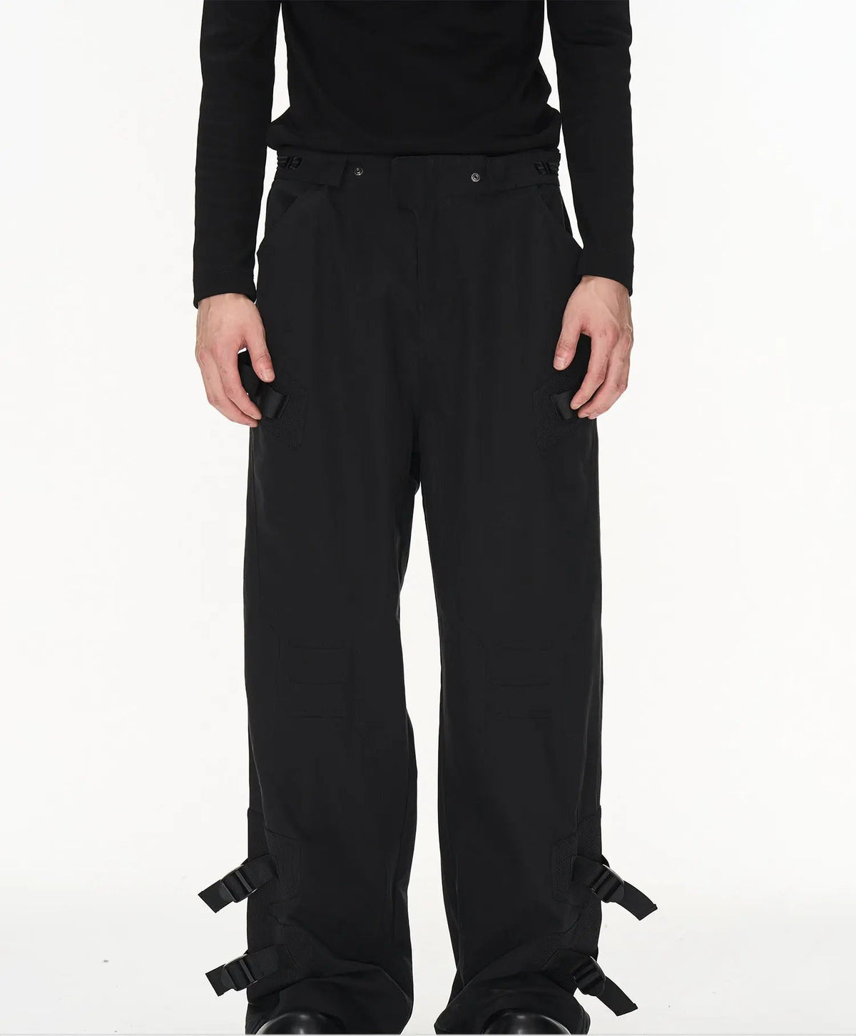 Black Cut-Out Paneled Trousers