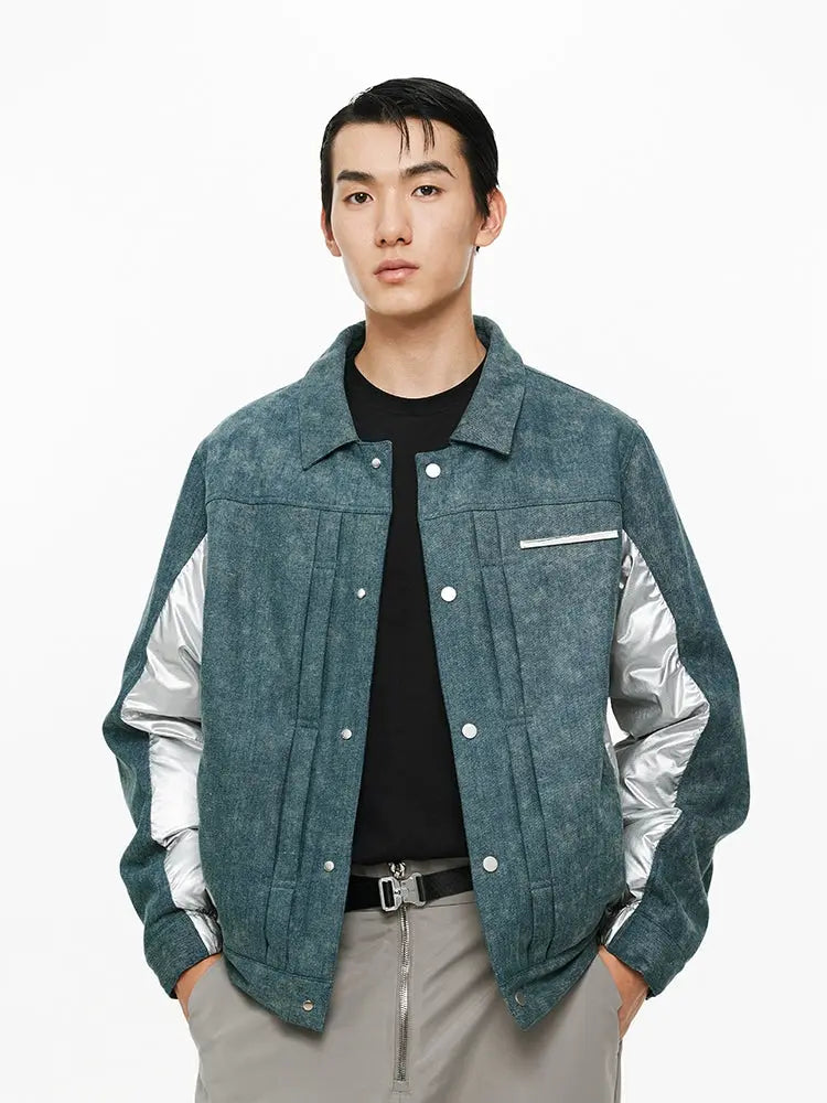 Denim Spliced Down Cotton Jacket