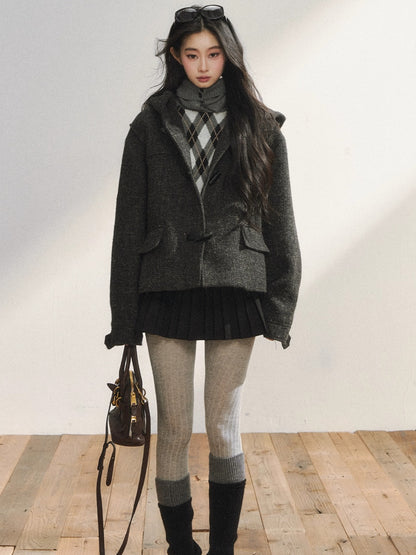 Two-Tone Wool Duffle Jacket