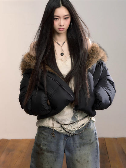 Detachable Faux Fur Collar Down Jacket