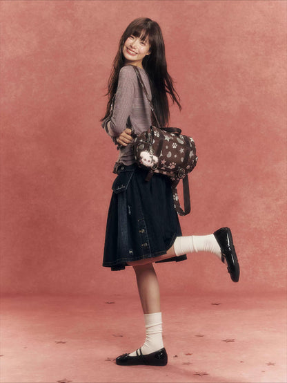 Silver-Stamped Matte Square Backpack