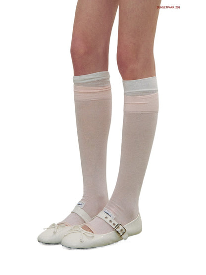 Color-blocking Miu Style Footed Socks