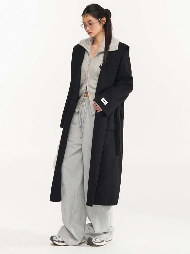 Wool Belted Hooded Coat