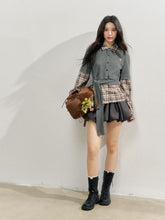 College Plaid Fake Two-piece Shirt - CHINASQUAD