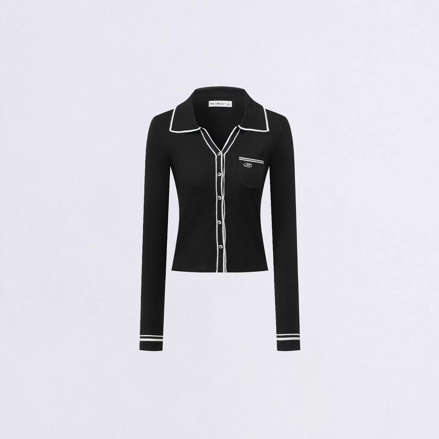 Color-Block Polo Collar Knit Base Layer