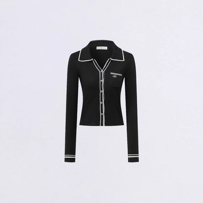 Color-Block Polo Collar Knit Base Layer