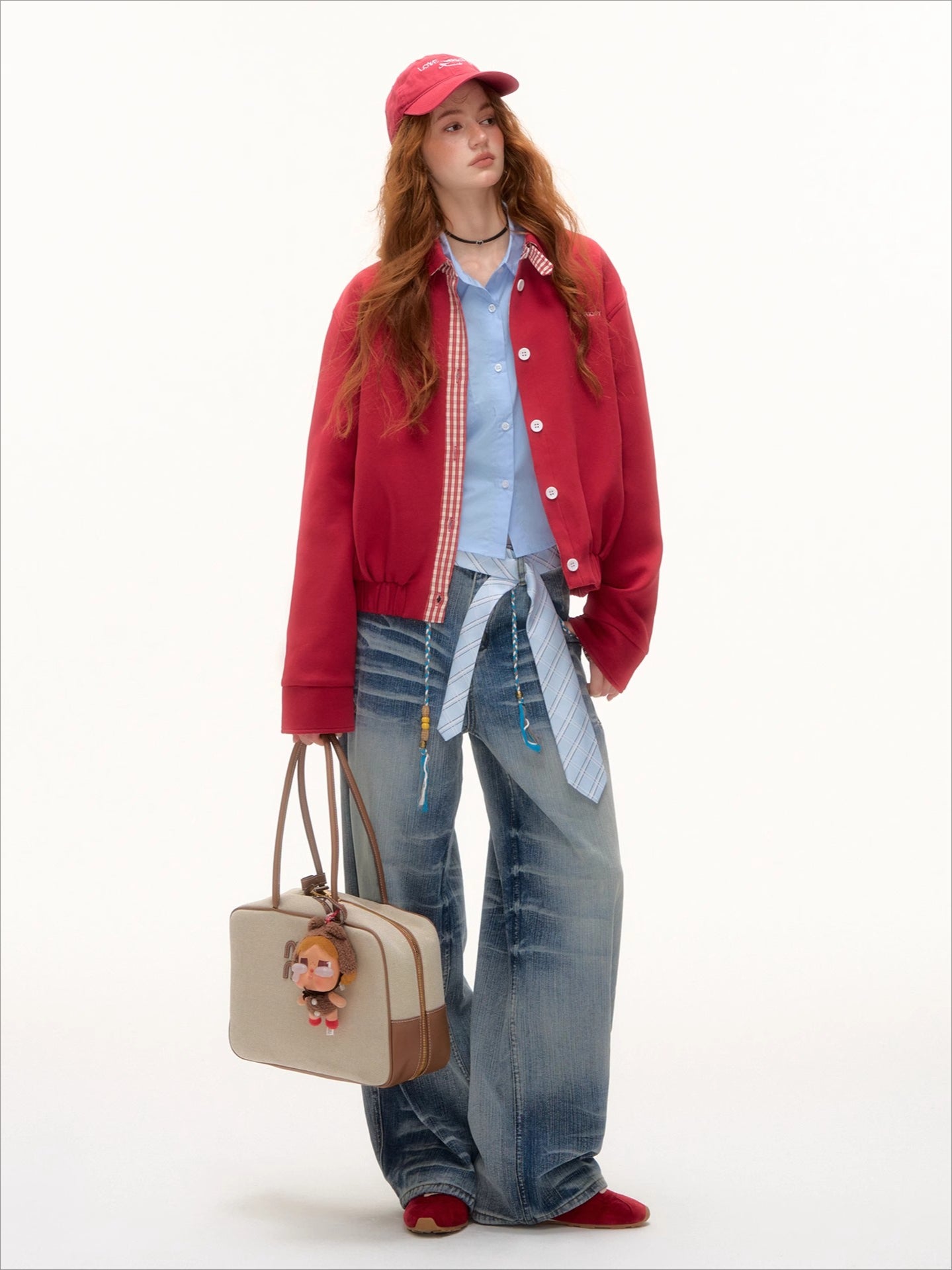 Miu-Style Plaid Patchwork Jacket