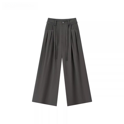 High-Waisted Relaxed Pleated Straight Pants