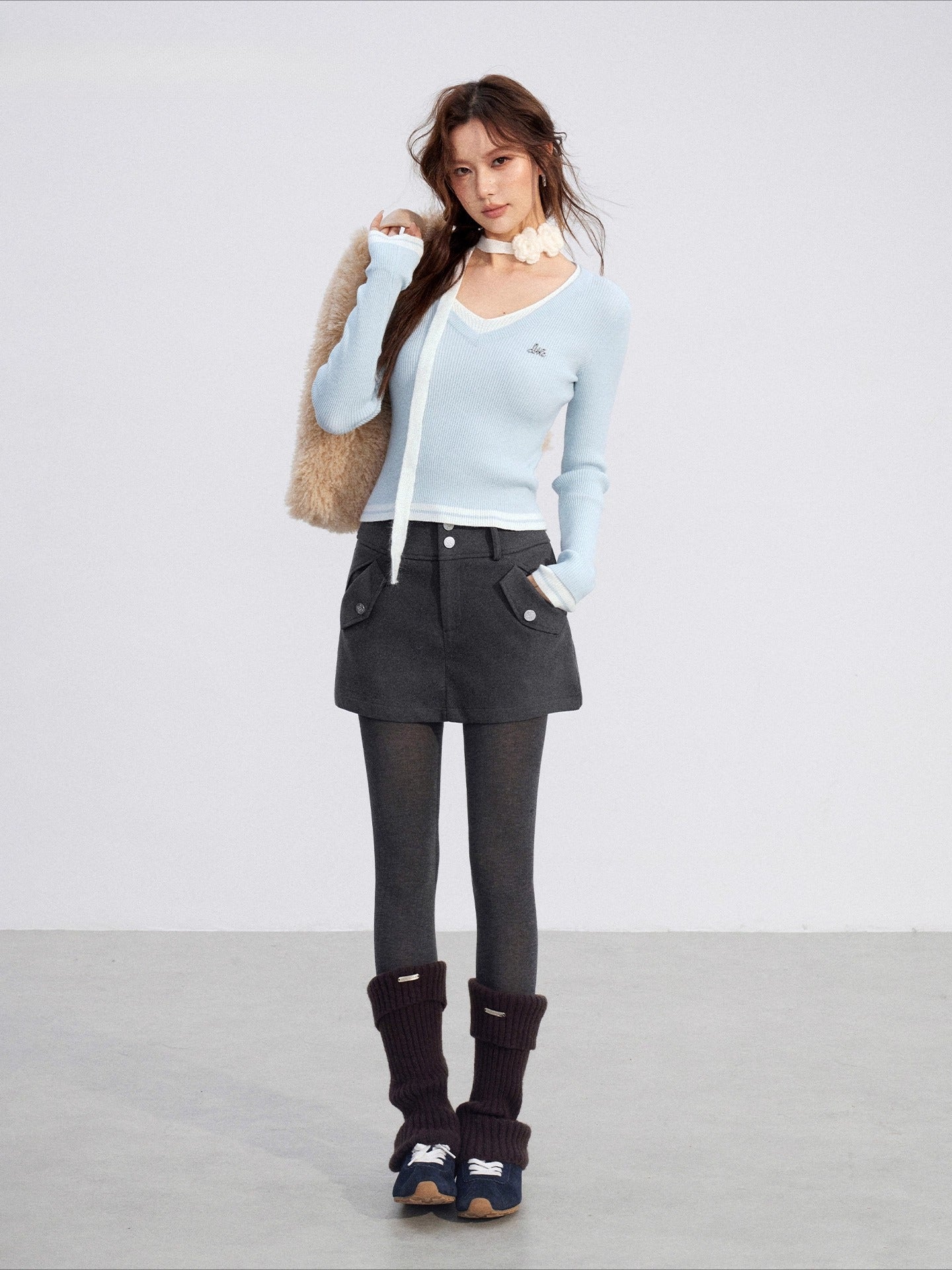 Slim-Fit Soft-Touch Knit Blouse