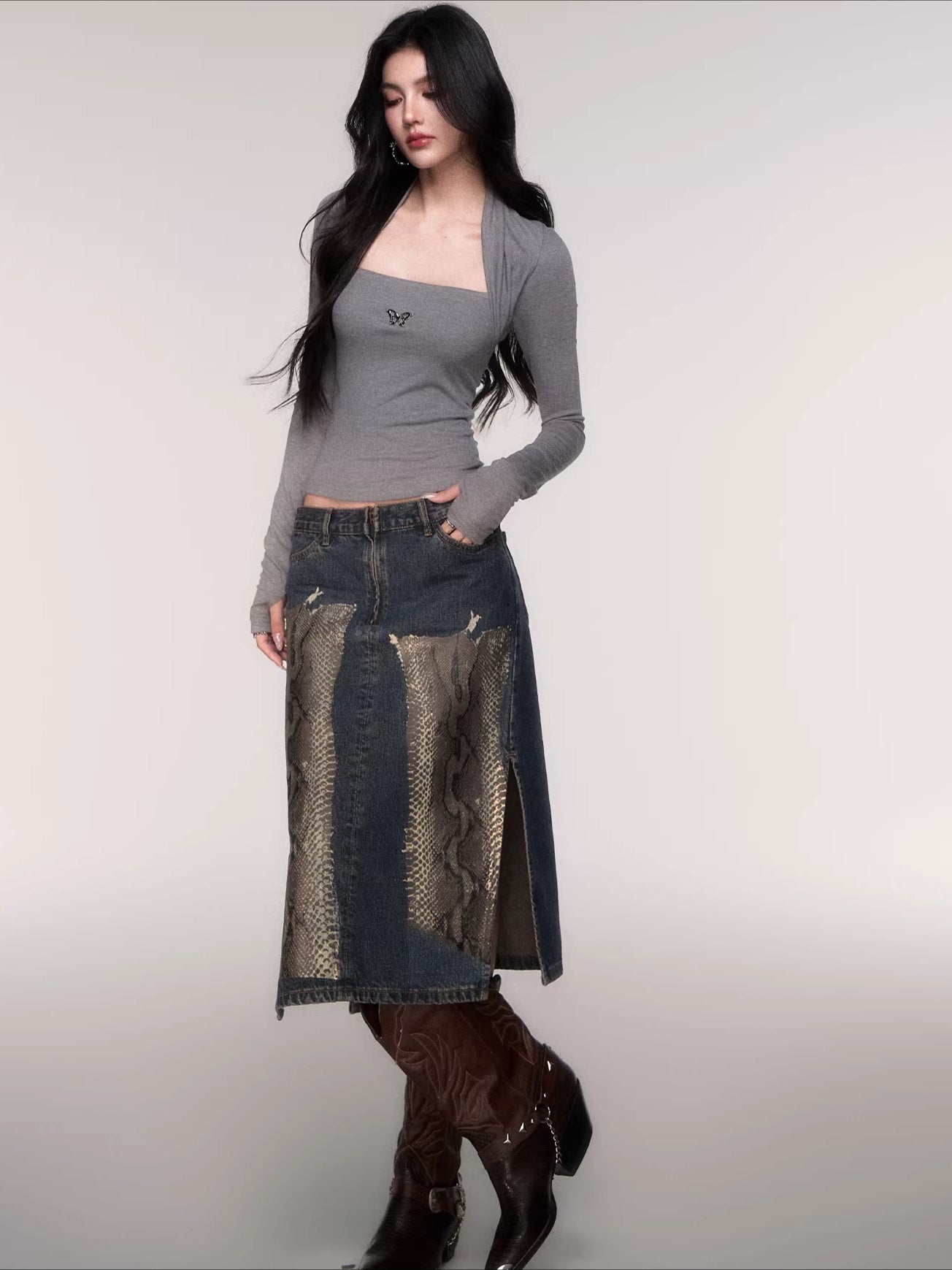 Sleeve-Detail Slim-Fit Knit Crewneck