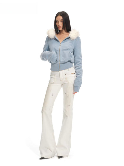 Faux Fur Collar Hooded Cotton Jacket
