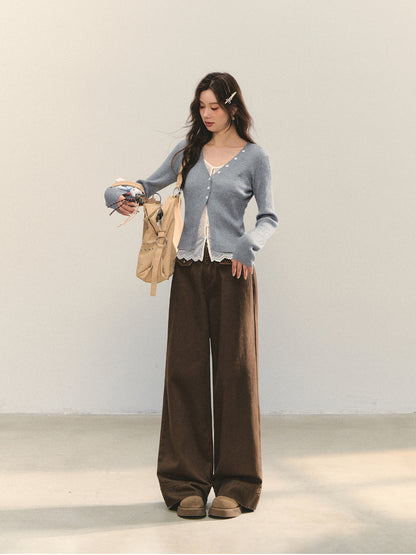 Cross-Stitch Floral Wide-Leg Pants - CHINASQUAD