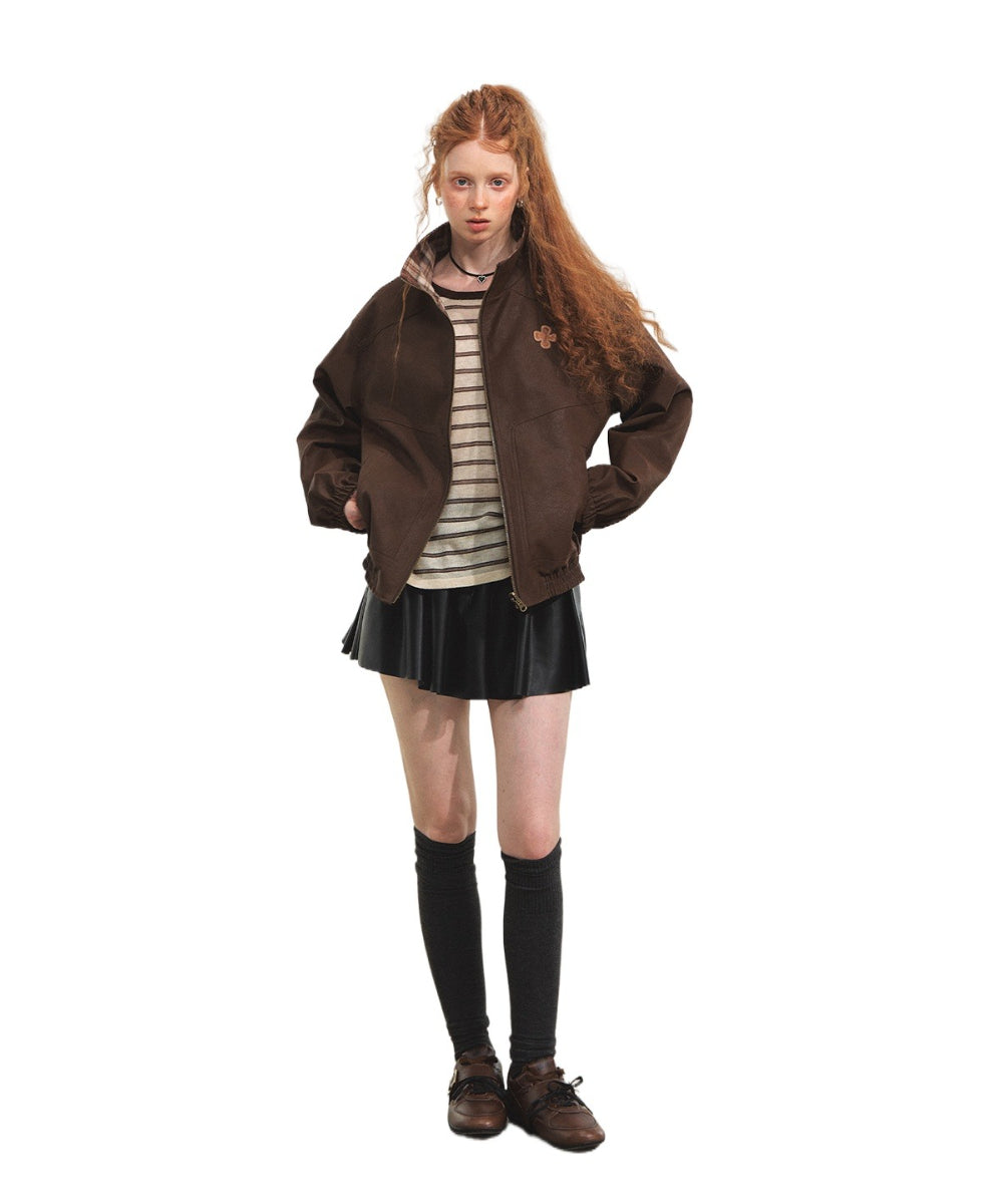 Vintage Reversible Stand-Collar Jacket
