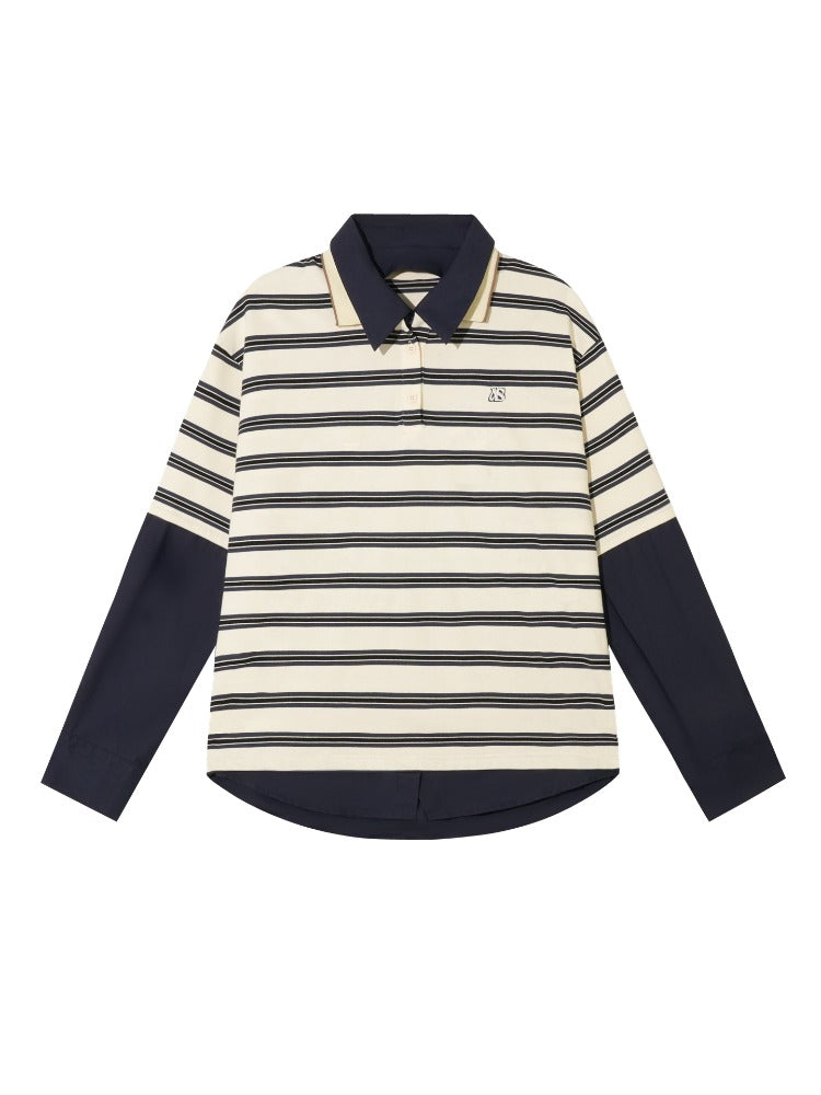 Stripe Fake Two-Piece Polos