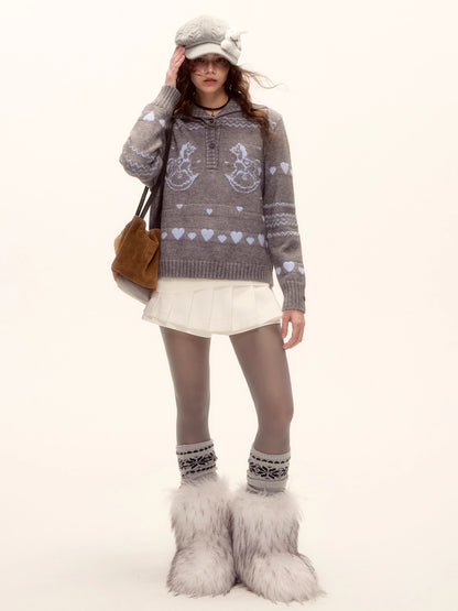 Mohair Blend Pleated Mini Skirt