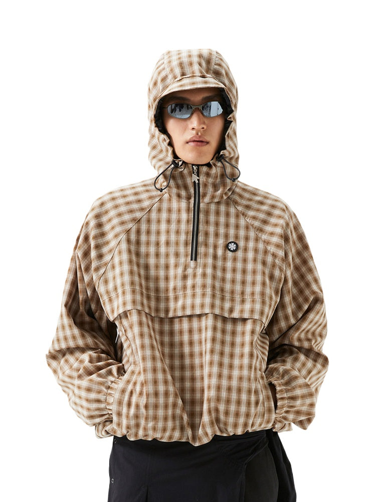 Vintage Plaid Casual Hoodie Jacket