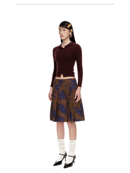 Collared Wool-Blend Fitted Knit Cardigan