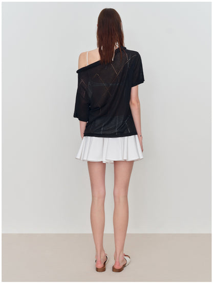 Linen Hollow-out Knitted T-Shirt