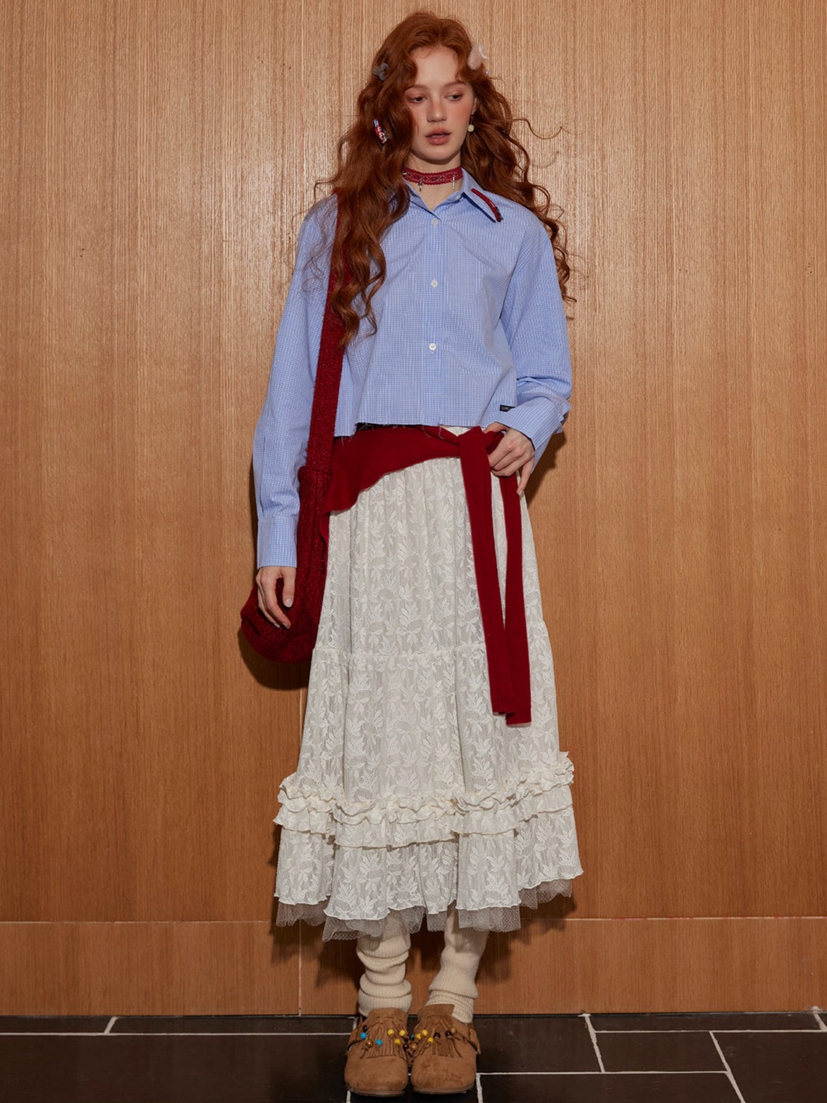 Plaid Cropped Frayed-Hem Shirt - CHINASQUAD