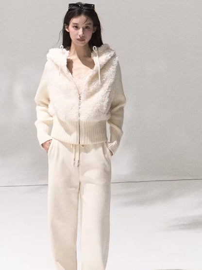 Knit Vest Jacket &amp; Straight-Leg Pants Set