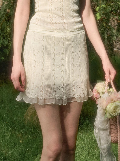 Cool Fabric Knitted Blouse &amp; Skirt Set