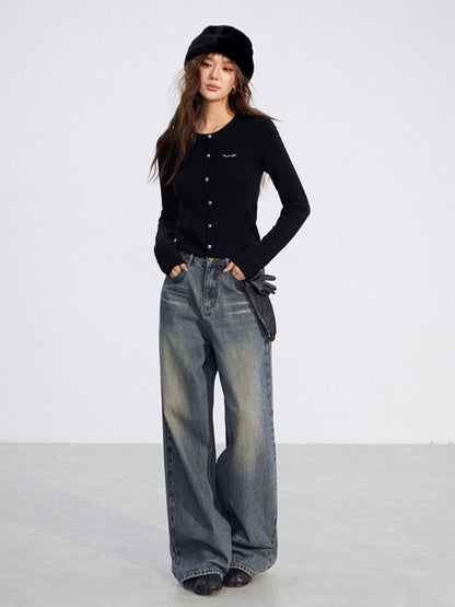 Dual-Layer Cable-Knit Long-Sleeve Turtleneck