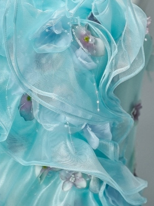 Azure “Bluefin Princess” Cascading Organza Couture Gown