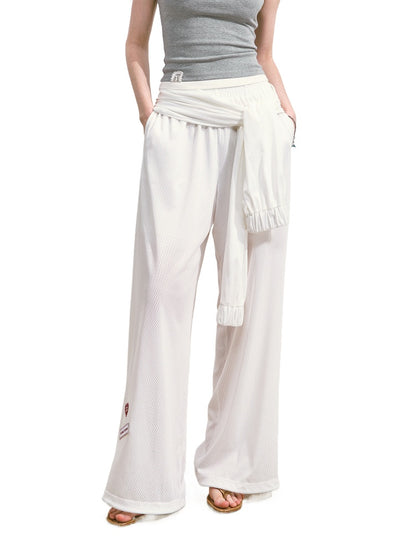 Tie-Waist Flowy Linen Wide-Leg Pants