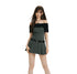 Grid Off-Shoulder Mini Dress - CHINASQUAD