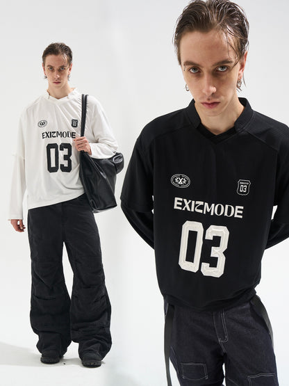Vintage Striped Layered-Effect Long Sleeve Jersey T-Shirt