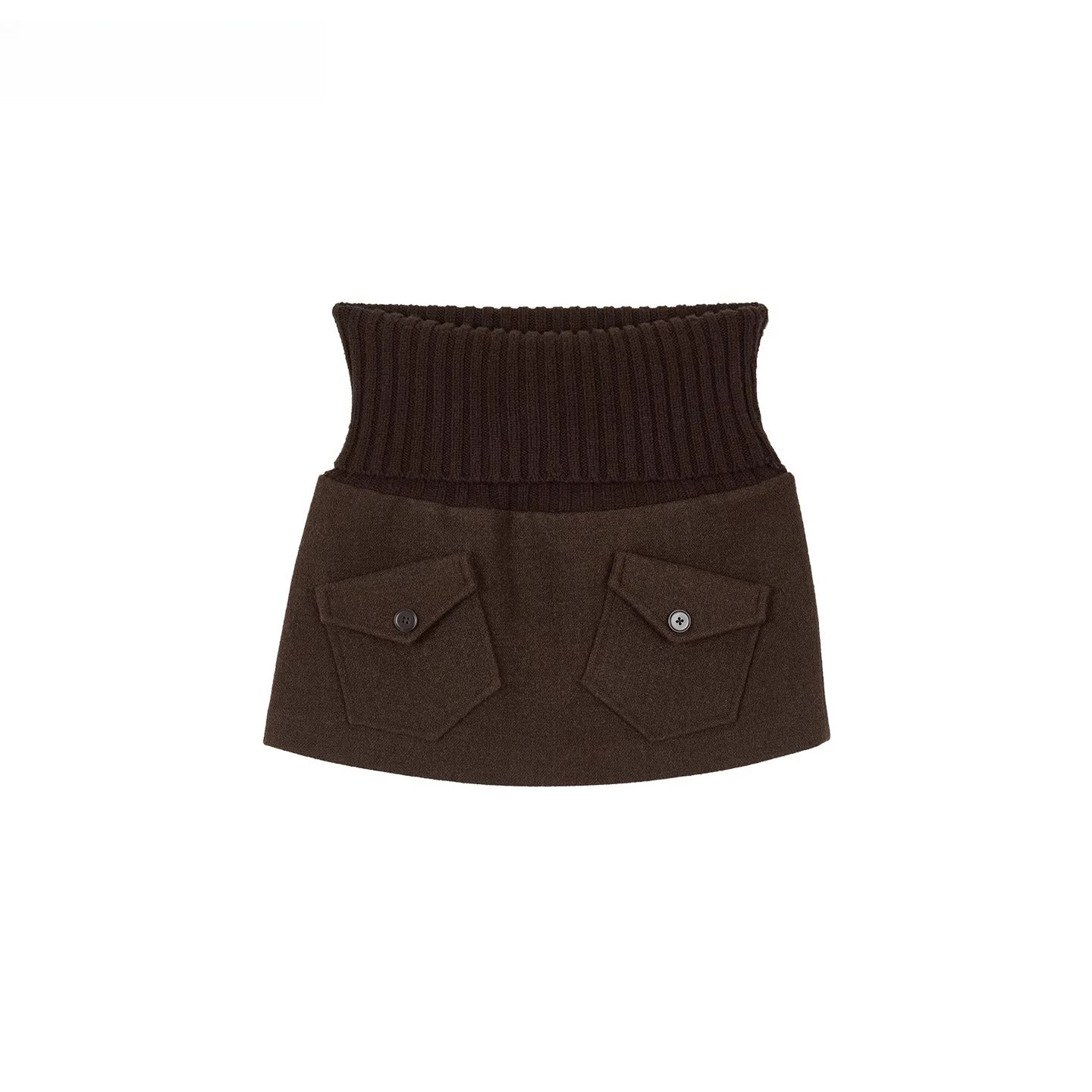 Knitted Waist Wool Blend Mini Skirt