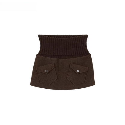 Knitted Waist Wool Blend Mini Skirt