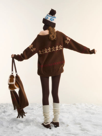 Wool-Blend Christmas Sweater &amp; Scarf Set