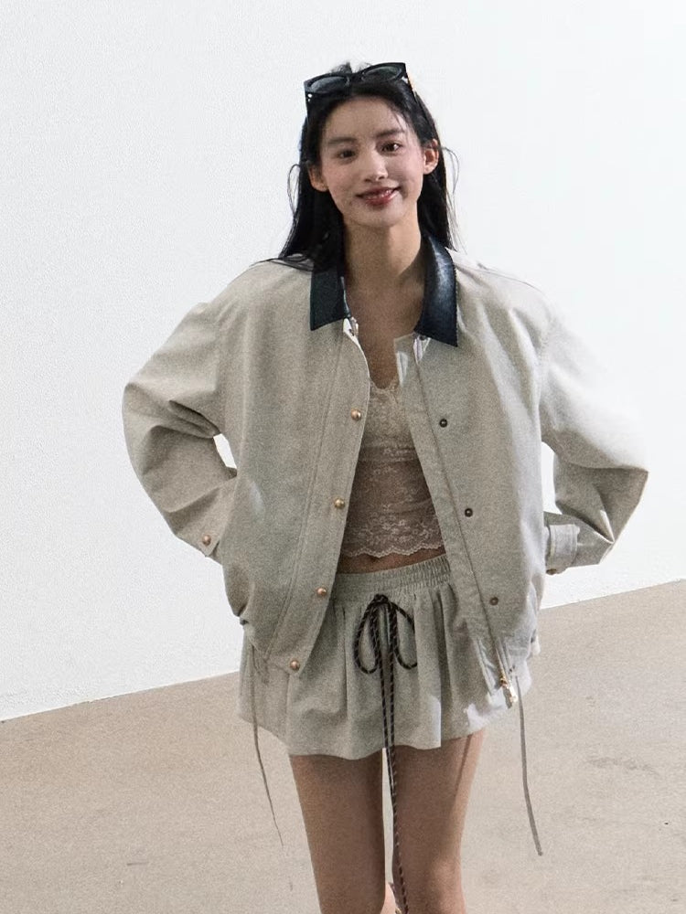 Vintage Intellectual-Style Relaxed Short Jacket